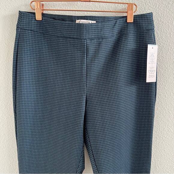 NWT Nanette Leopore Geometric Plaid Navy Business Casual Pants Legging Office M - Picture 3 of 11